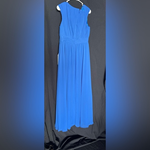 Mac Duggal 55863 NWT Blue Pleated Bateau Cap Sleeve A Line Gown - Picture 5 of 6